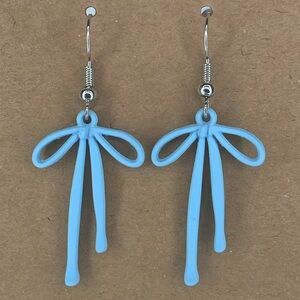 Gloss Coated Metal Bow Pendant Earrings